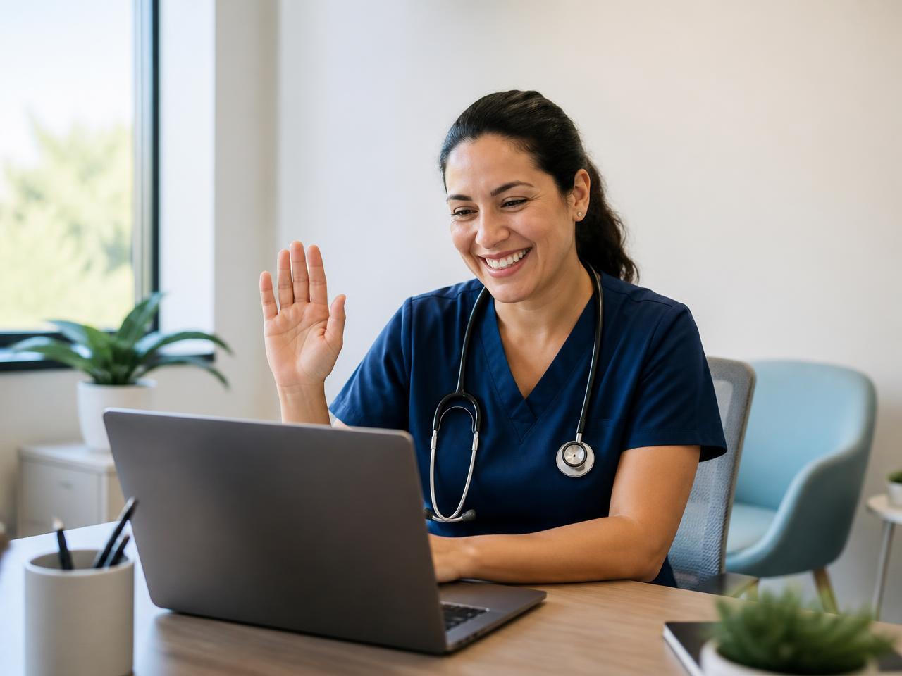 A care team member reviewing a patient's health data on a tablet